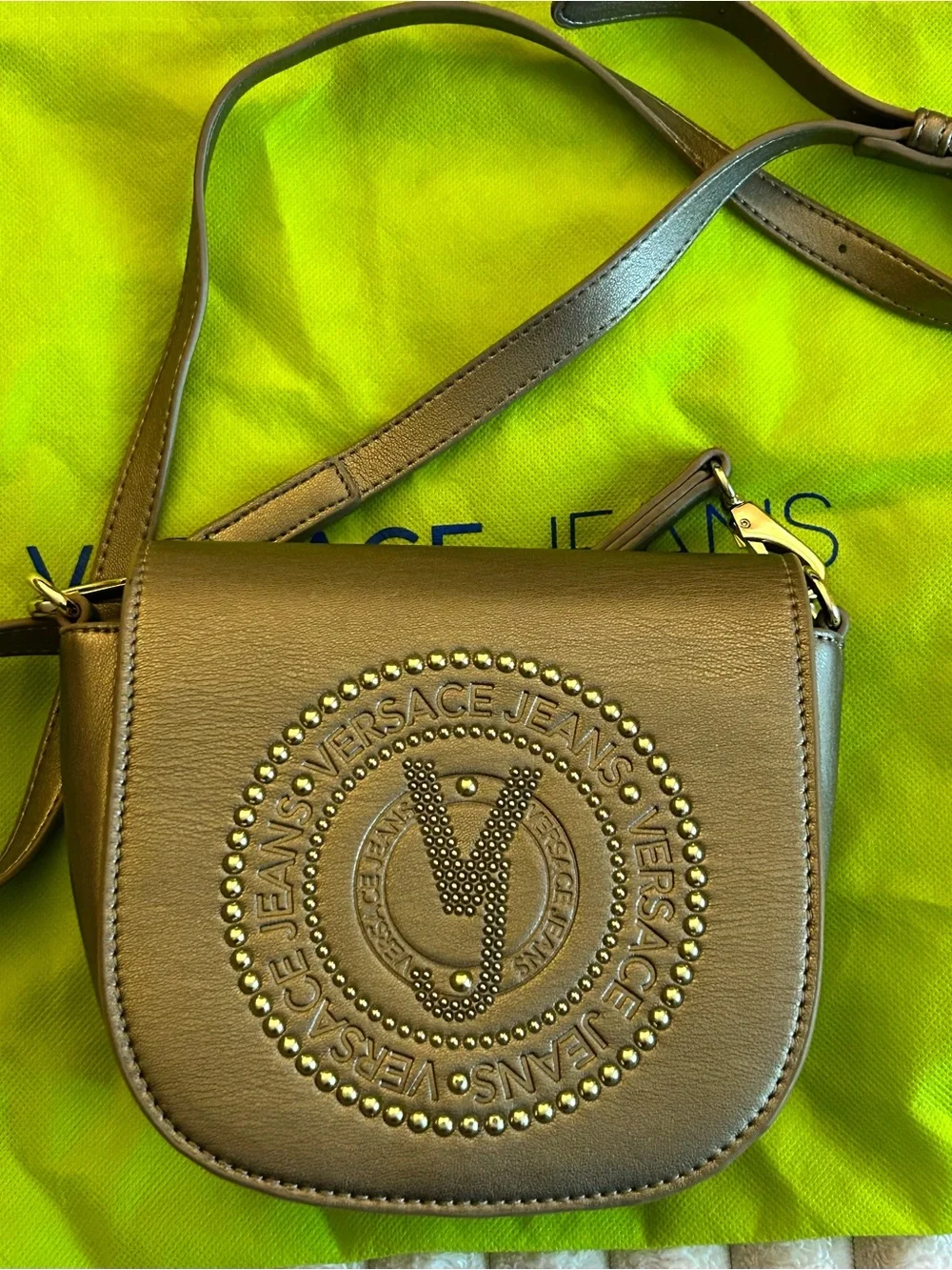 Versace Jeans Collection Olive Gray Crossbody Bag